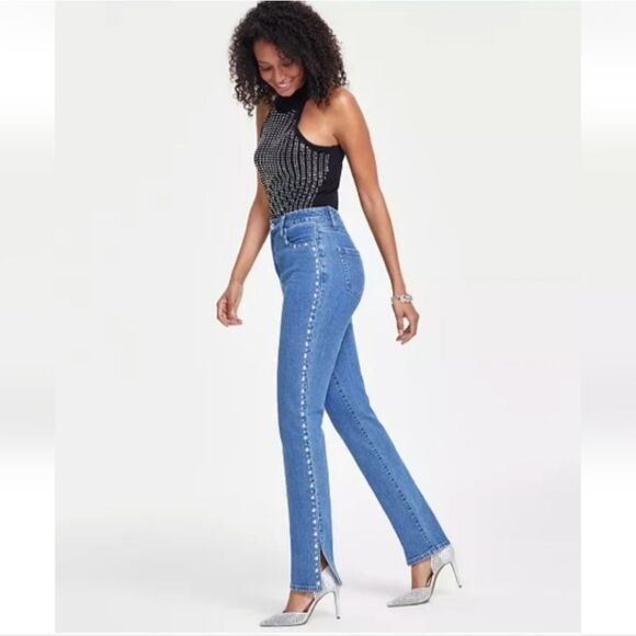 I.N.C. Women's High-Rise Rhinestone Jeans - Picture 1 of 4